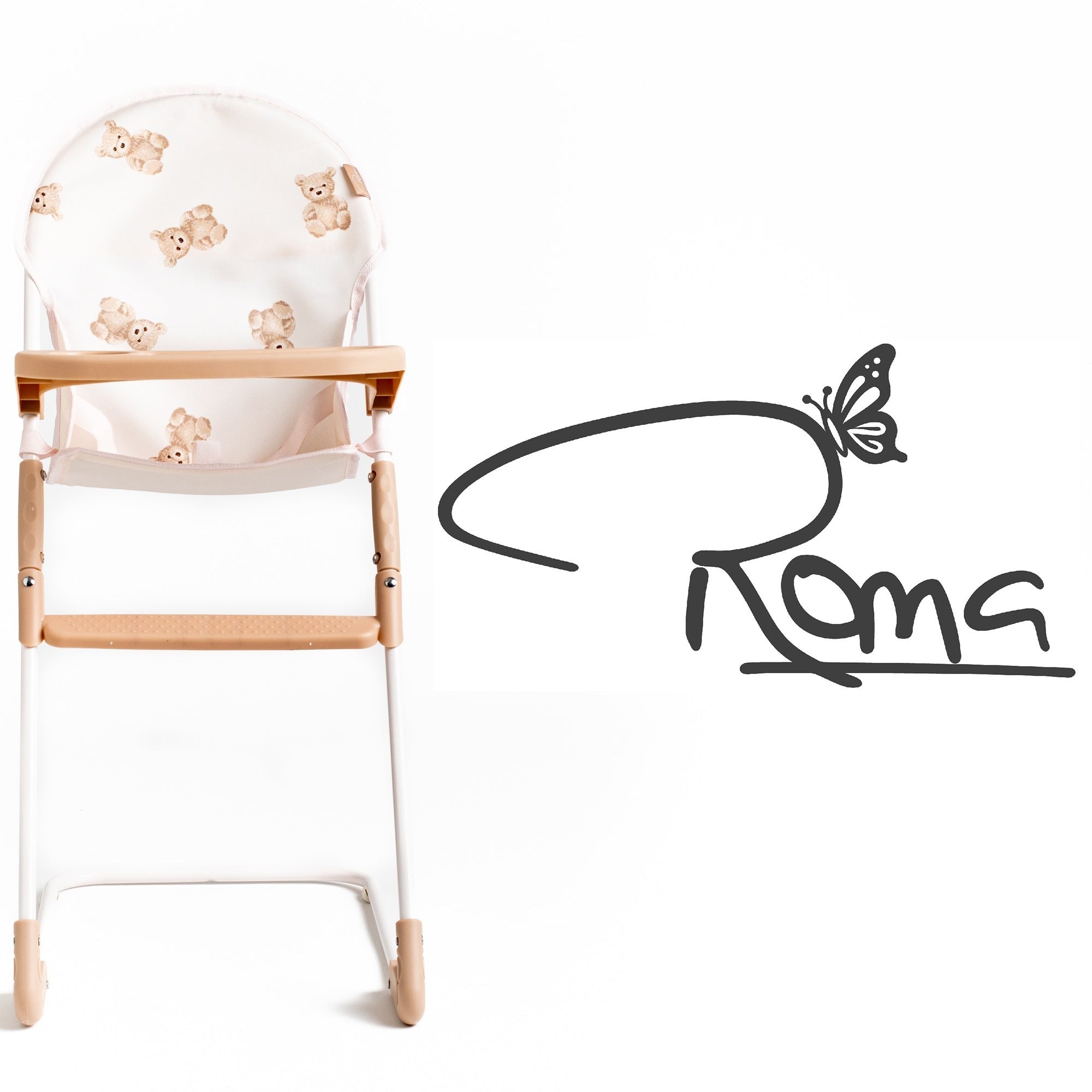 Roma Teddy Doll High Chair With Wipe-Clean Tray