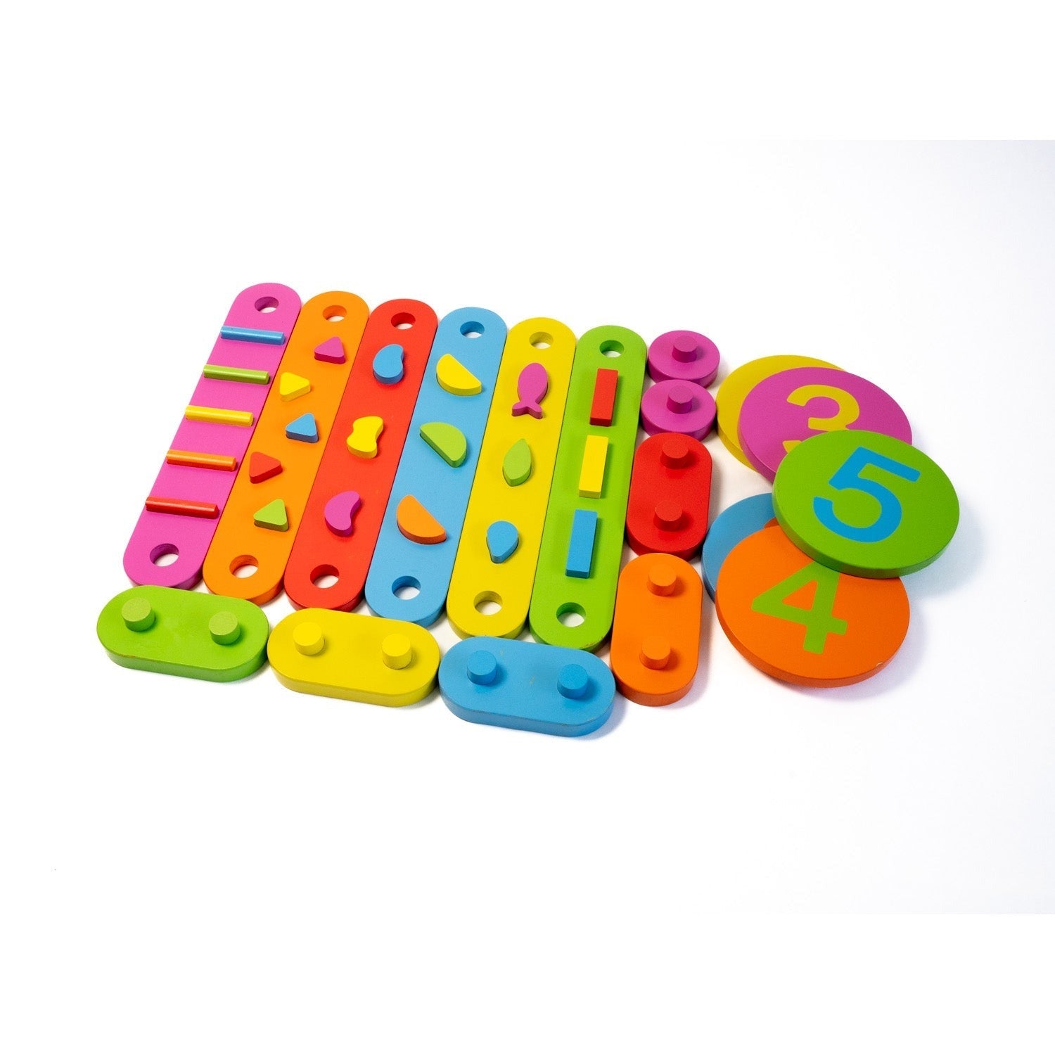 Bintiva Wood Obstacle Course Balance Path with Numbers, 17 Pieces