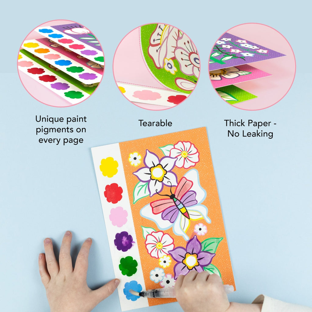 Tiger Tribe Butterflies & Flowers Watercolor Art Set With Mess-Free Brush