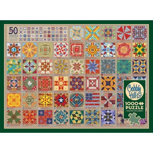 Cobble Hill 50 States Quilt Blocks Jigsaw Puzzle - 1000 pc