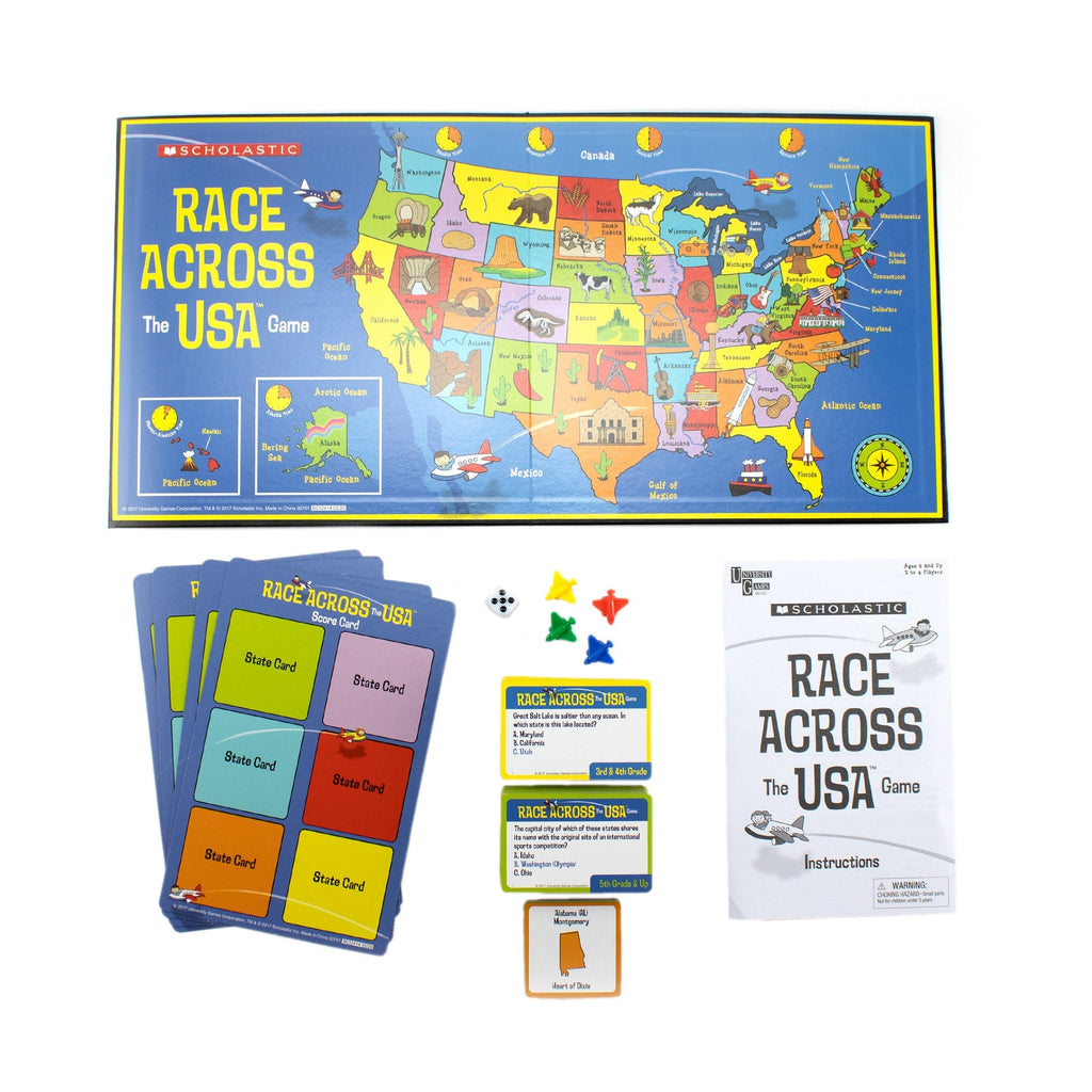 Scholastic Race Across The USA Geography Board Game
