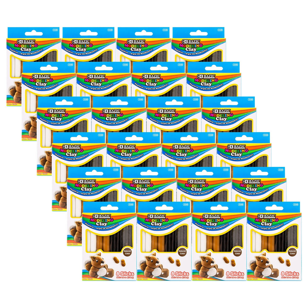 BAZIC Products Earth Tone Modeling Clay Sticks - 4 Colors, 24 Packs