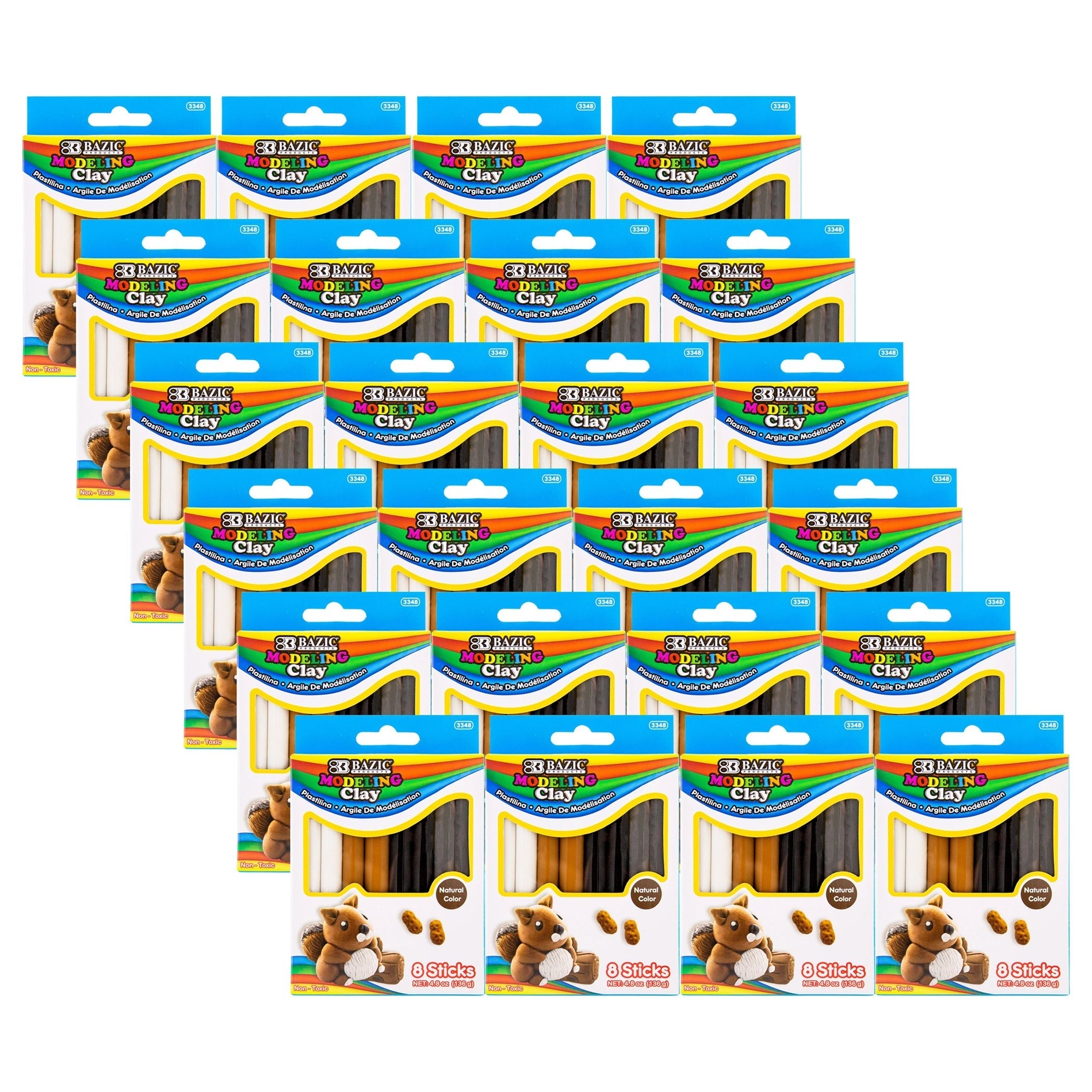 BAZIC Products Earth Tone Modeling Clay Sticks - 4 Colors, 24 Packs