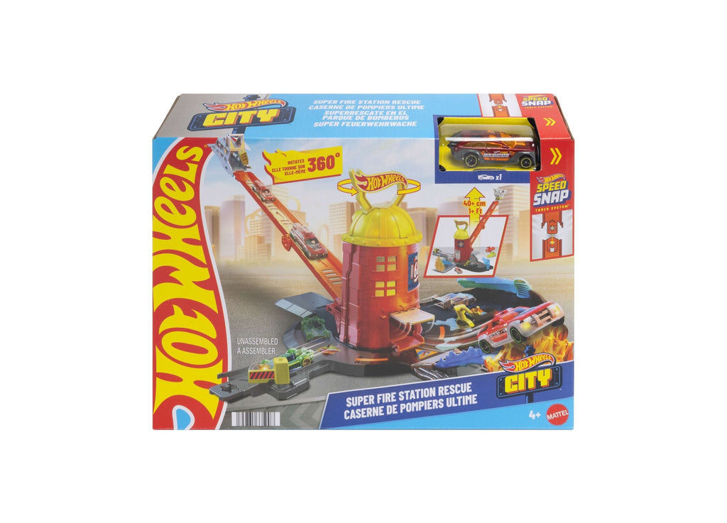 Hot Wheels City Super Fire Station Rescue Playset With 360-Degree Rotation