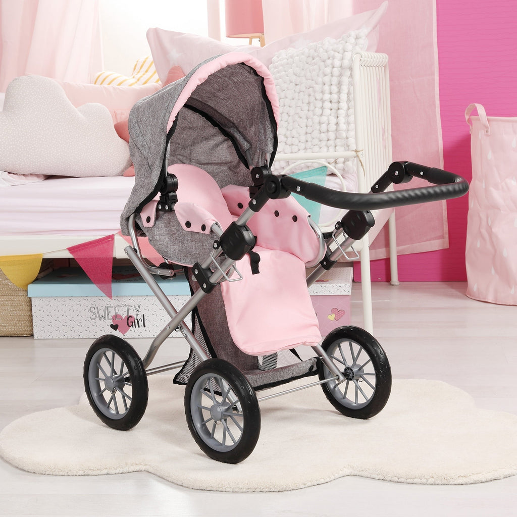 Bayer Design City Star Doll Pram, Convertible Stroller for Dolls Up to 18 Inches