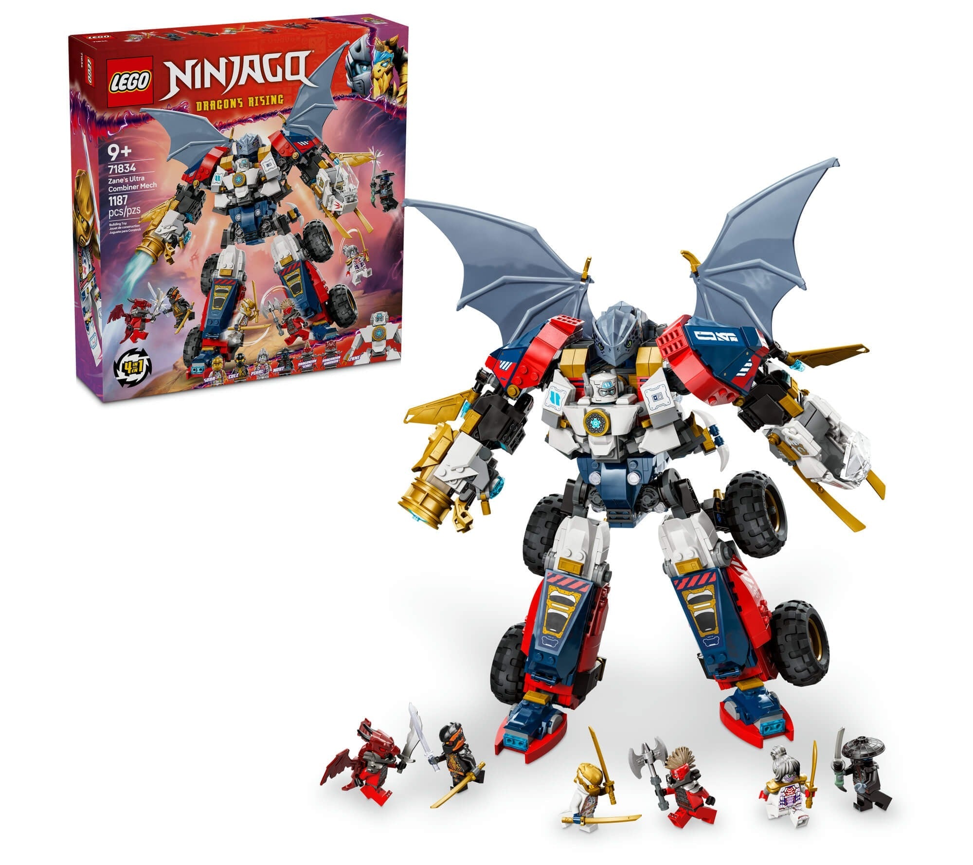 LEGO NINJAGO Zane’s Ultra Combiner Mech 4-in-1 Building Set 71834