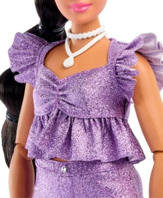 Barbie Deluxe Style Fashion Doll With Metallic Purple Top And Sparkly Shorts