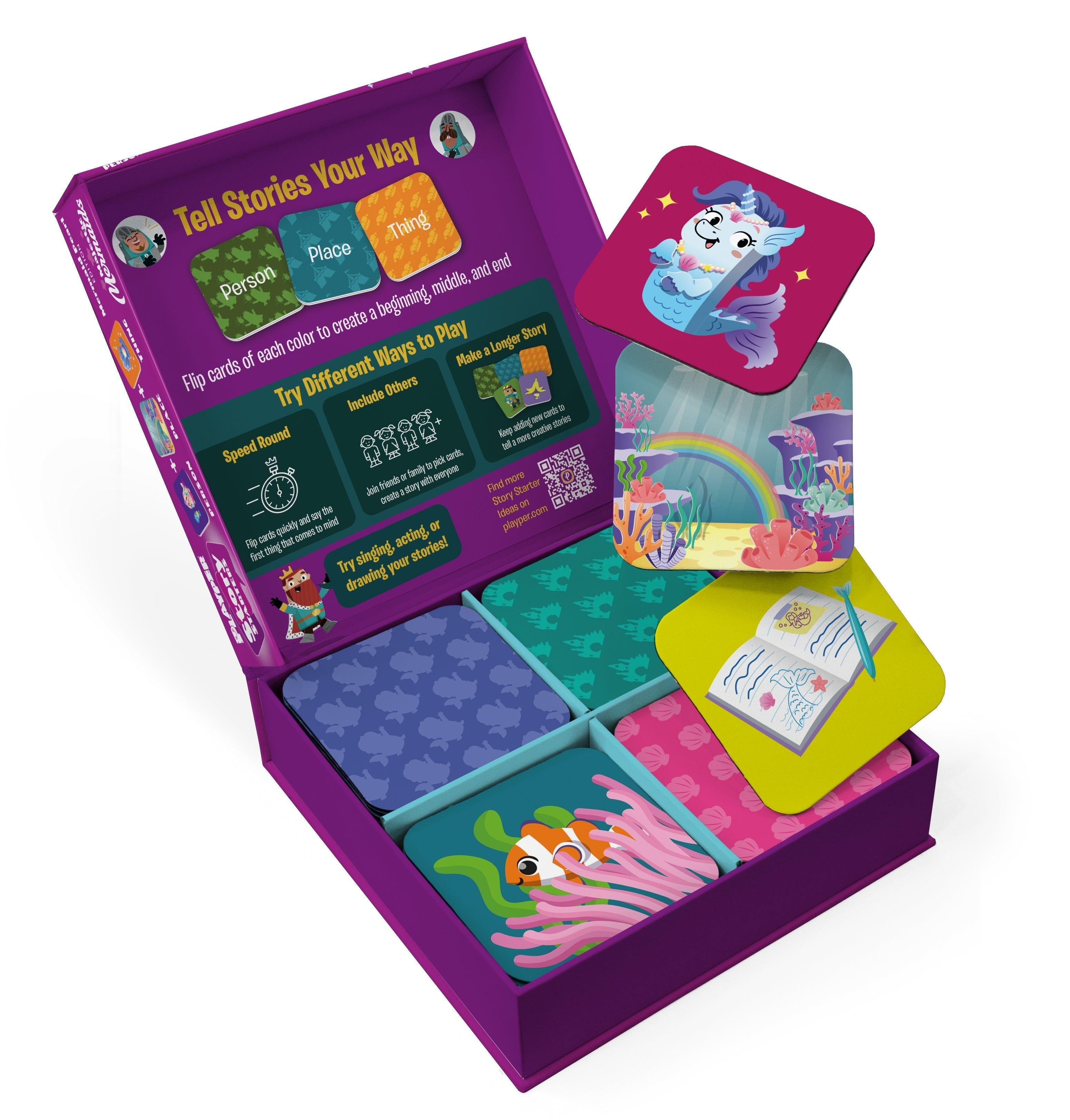 Story Starters Mermaid Pearl Edition 40-Card Storytelling Set With Buildable Figures
