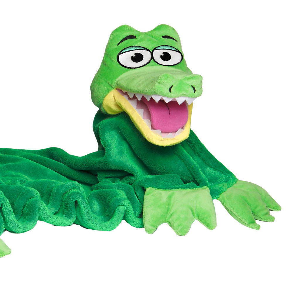 Cuddleuppets Gator - Green, 2-in-1 Plush Puppet & Blanket