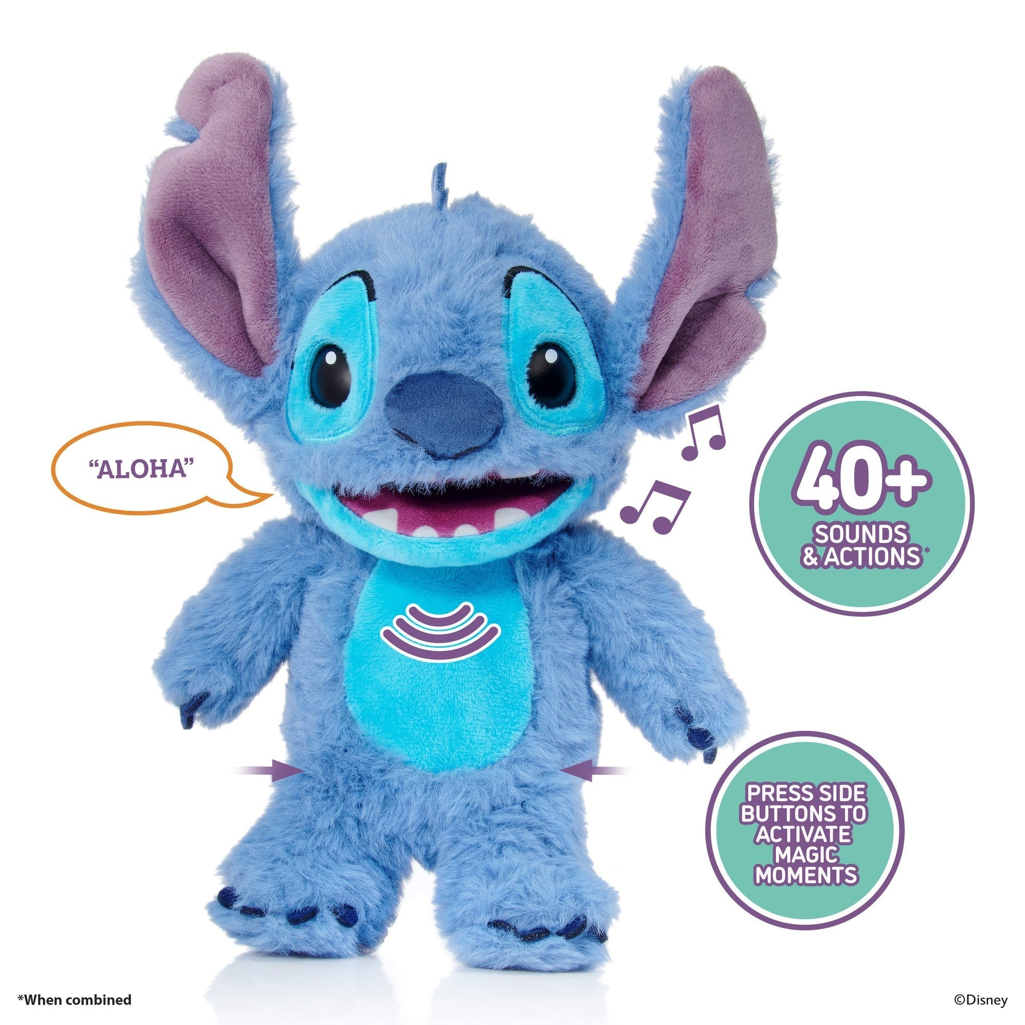 WOW! Stuff Disney Stitch Palm Puppetronic Interactive Plush With 40+ Sounds And Actions