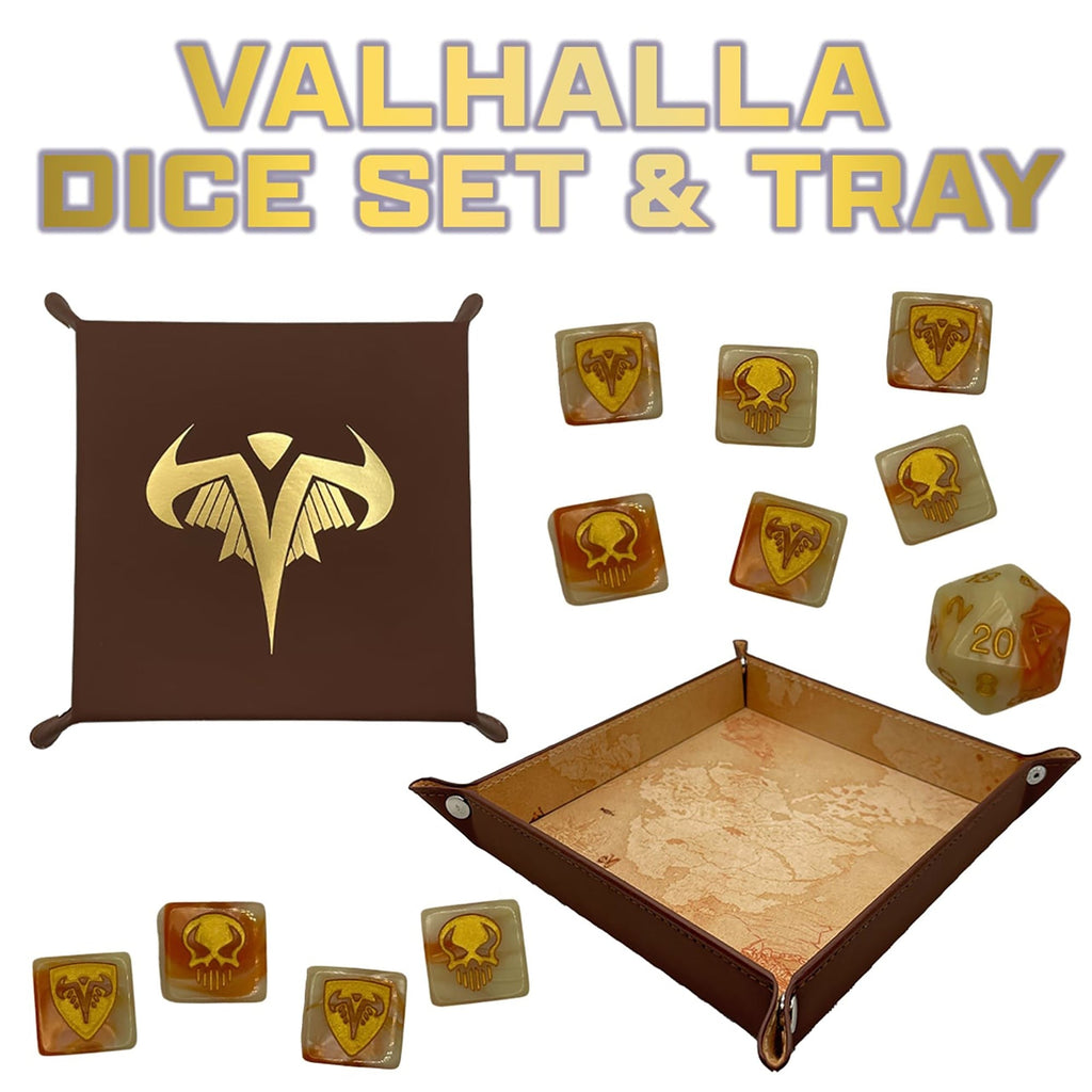 Heroscape Valhalla Dice Tray Collector's Set With 10 Combat Dice And 20-Sided Die