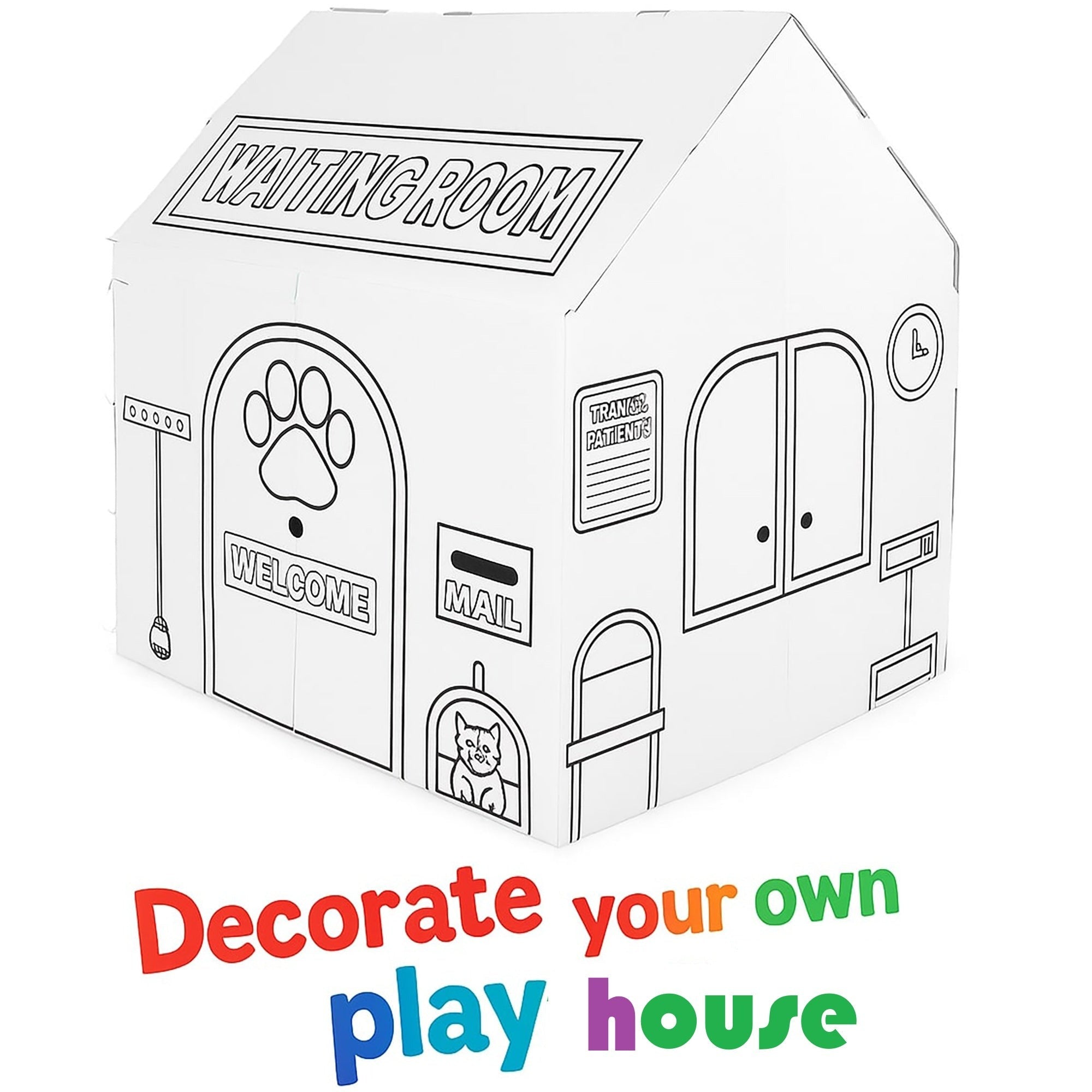 Easy Playhouse Animal Hospital DIY Cardboard Craft Playhouse