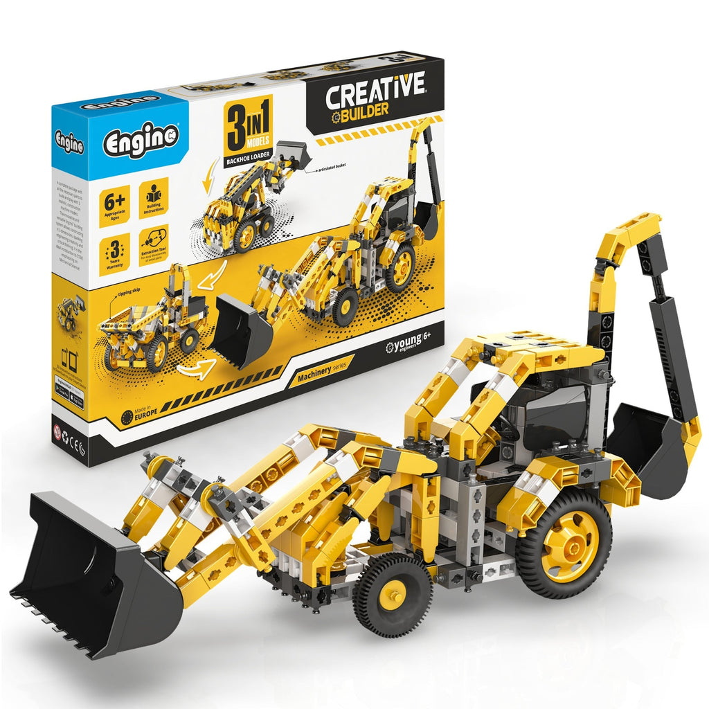 Engino Machinery Series 3-in-1 Backhoe Loader Creative Builder Set