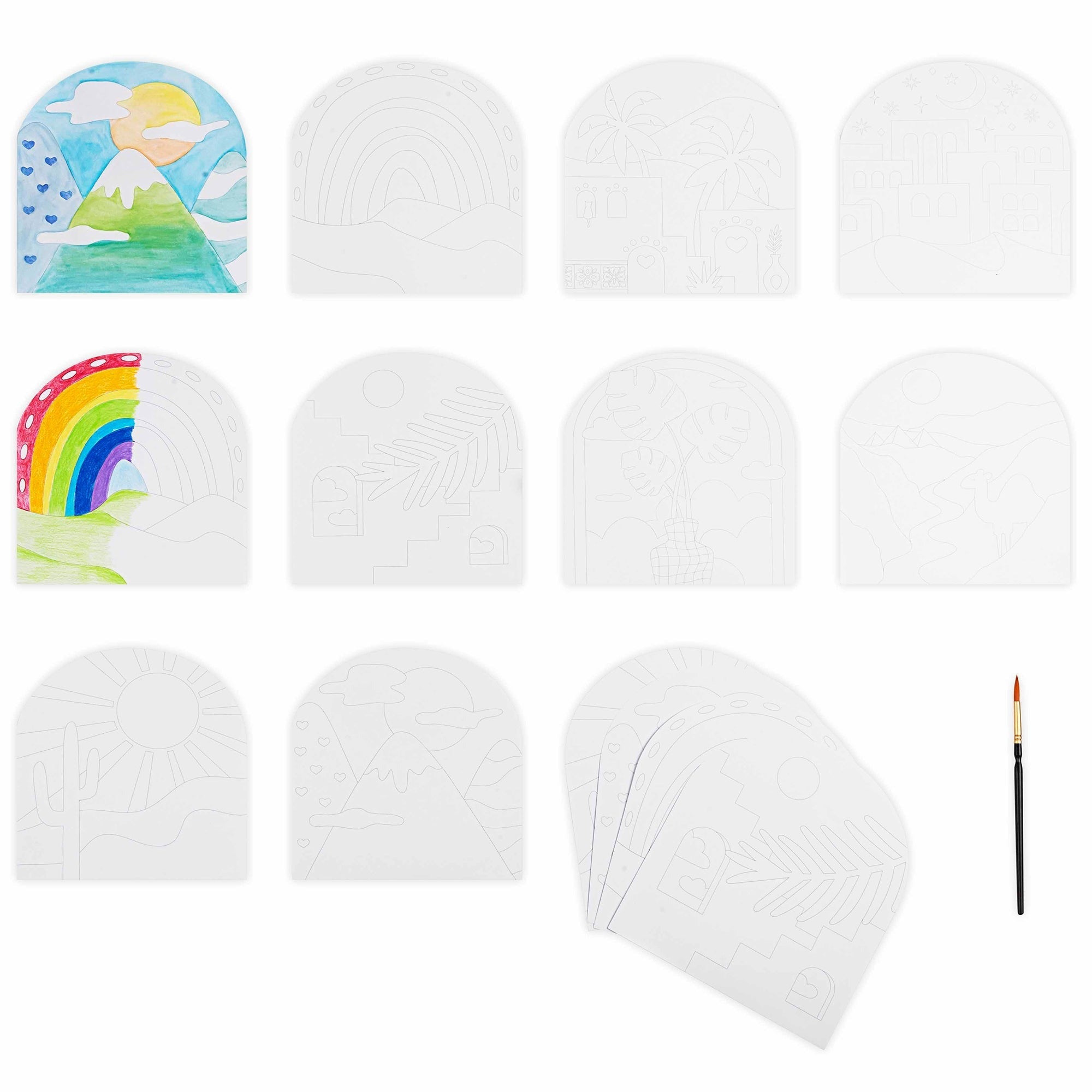 Boho Mixed Media Coloring Pad - 24 Shaped Sheets With 8 Designs