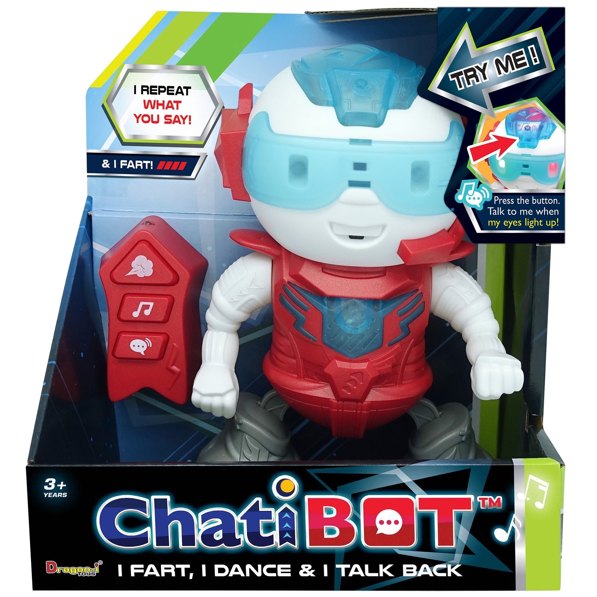 Dragon-i ChatiBot Interactive Dancing Robot With Lights And Sounds - Red