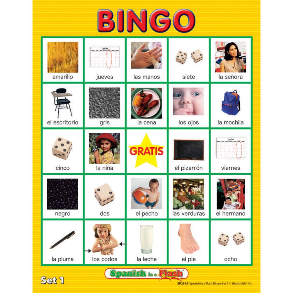 Edupress Spanish in a Flash Bingo Game Set 1 - Educational Learning Toy