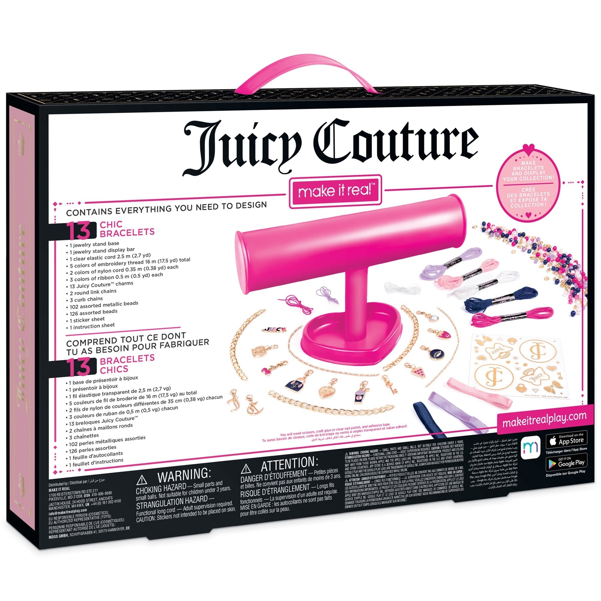 Juicy Couture Dazzle & Display DIY Bracelet Kit - 261pc, Hot Pink