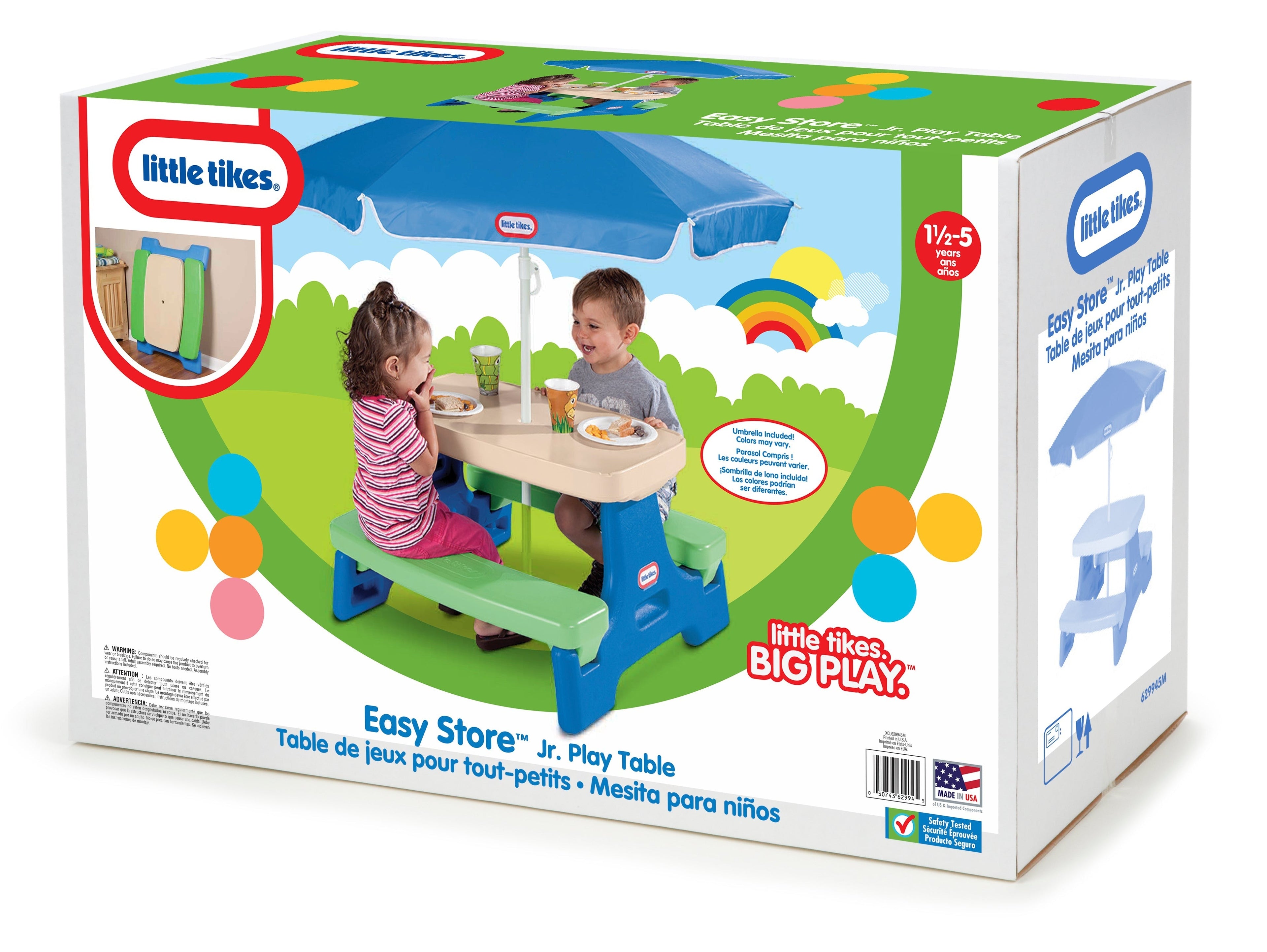 Little Tikes Easy Store Jr. Play Table with UV-Protected Umbrella