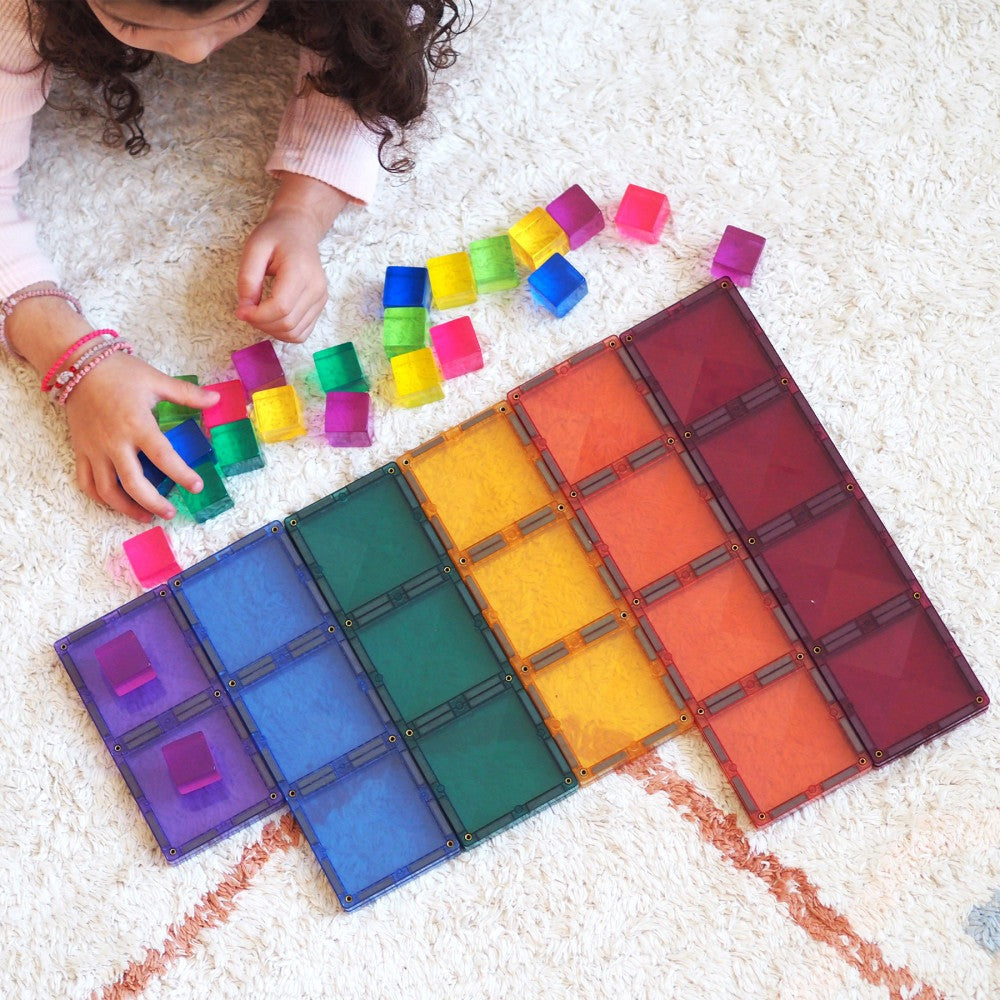 Connetix Magnetic Tiles Pastel Rectangle Set - 24 Piece Colorful Building Kit