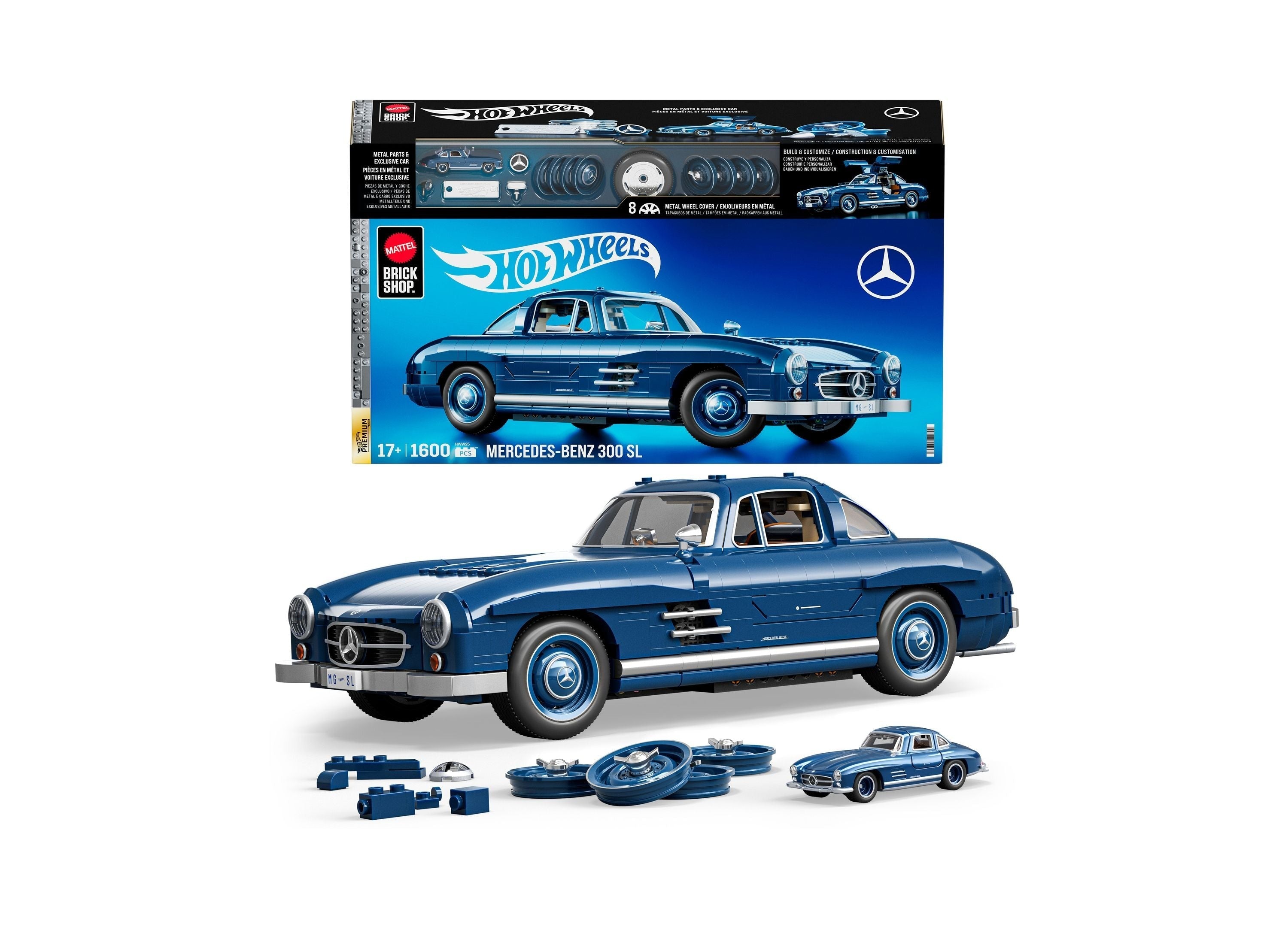 Mattel Brick Shop Hot Wheels Mercedes-Benz 300 SL Collector's Edition Building Set - 1600 Pieces