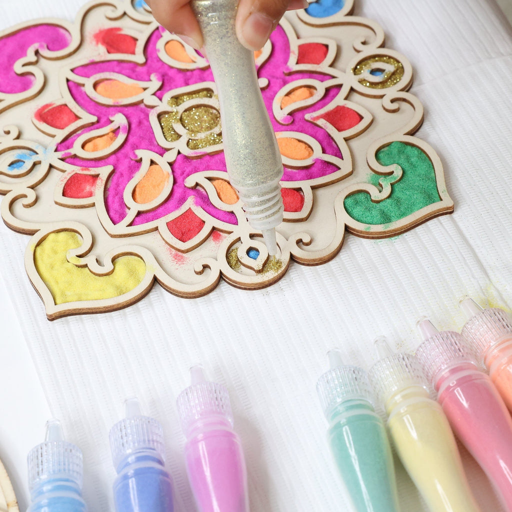 Kulture Khazana Wooden Rangoli 2-In-1 Sand Art & Paint Kit