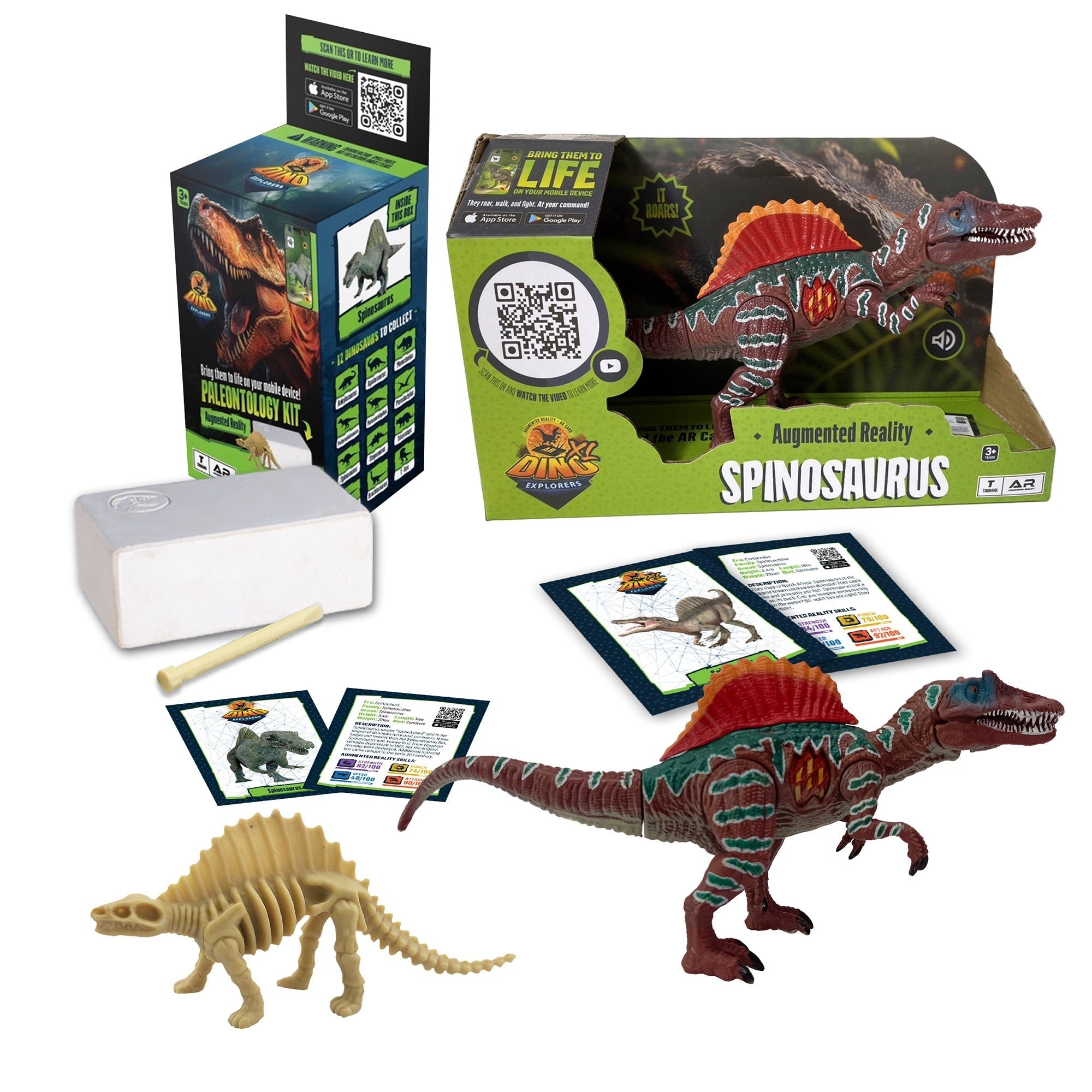 Dino Explorers: AR Dinosaur XL & Brick Combo - 10" Spinosaurus Sound Figure