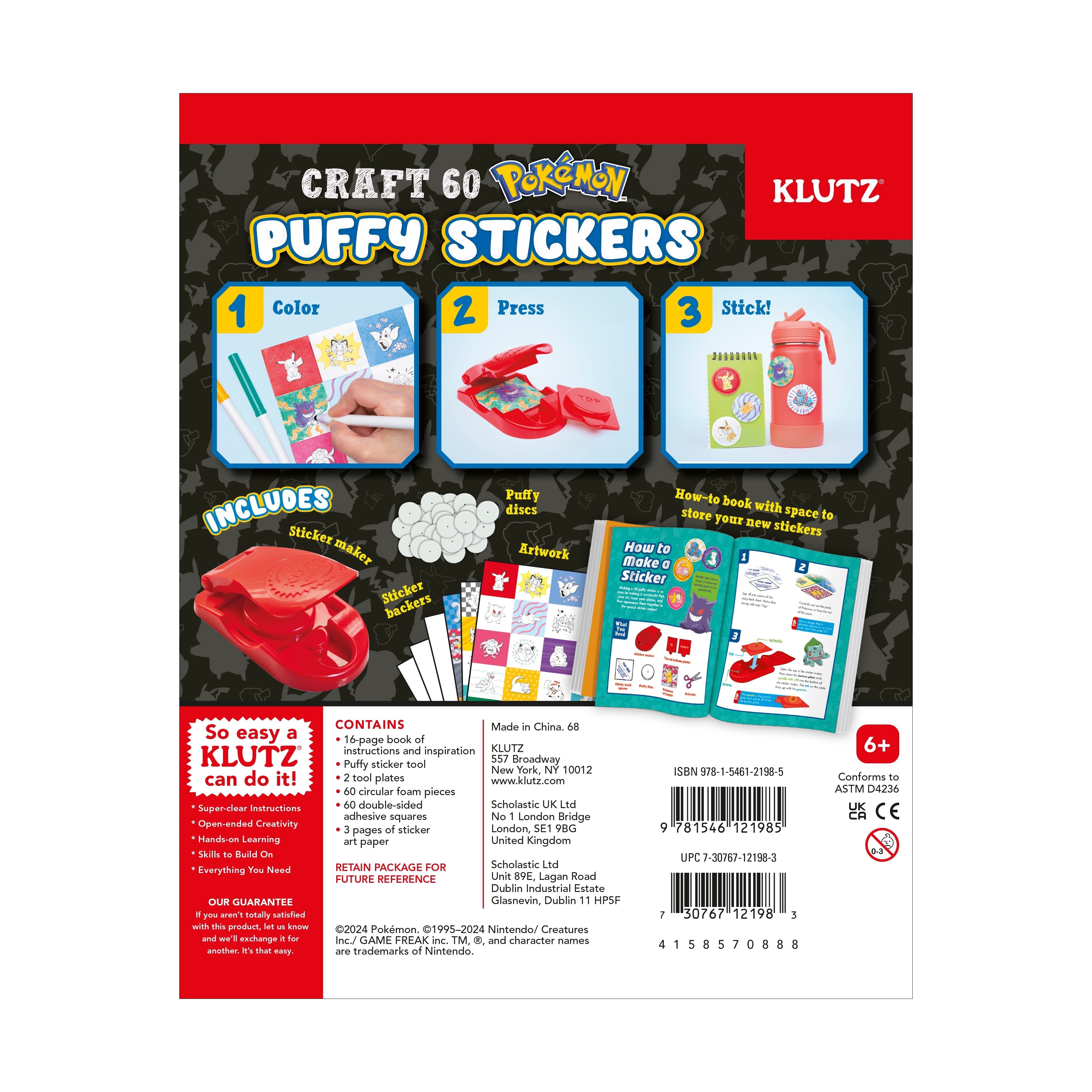 Klutz Pokemon Series Color-In 3D Puffy Sticker Maker Kit