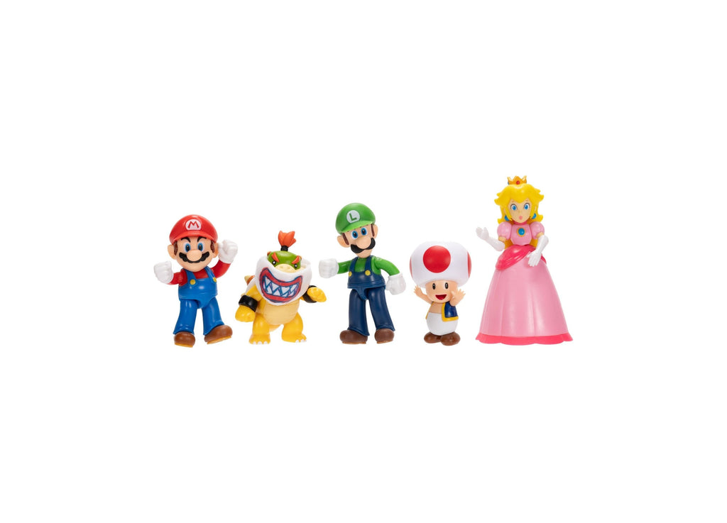 Super Mario 5-Pack Action Figures 2.5-Inch - Mario, Luigi, Peach, Toad & Bowser Jr.