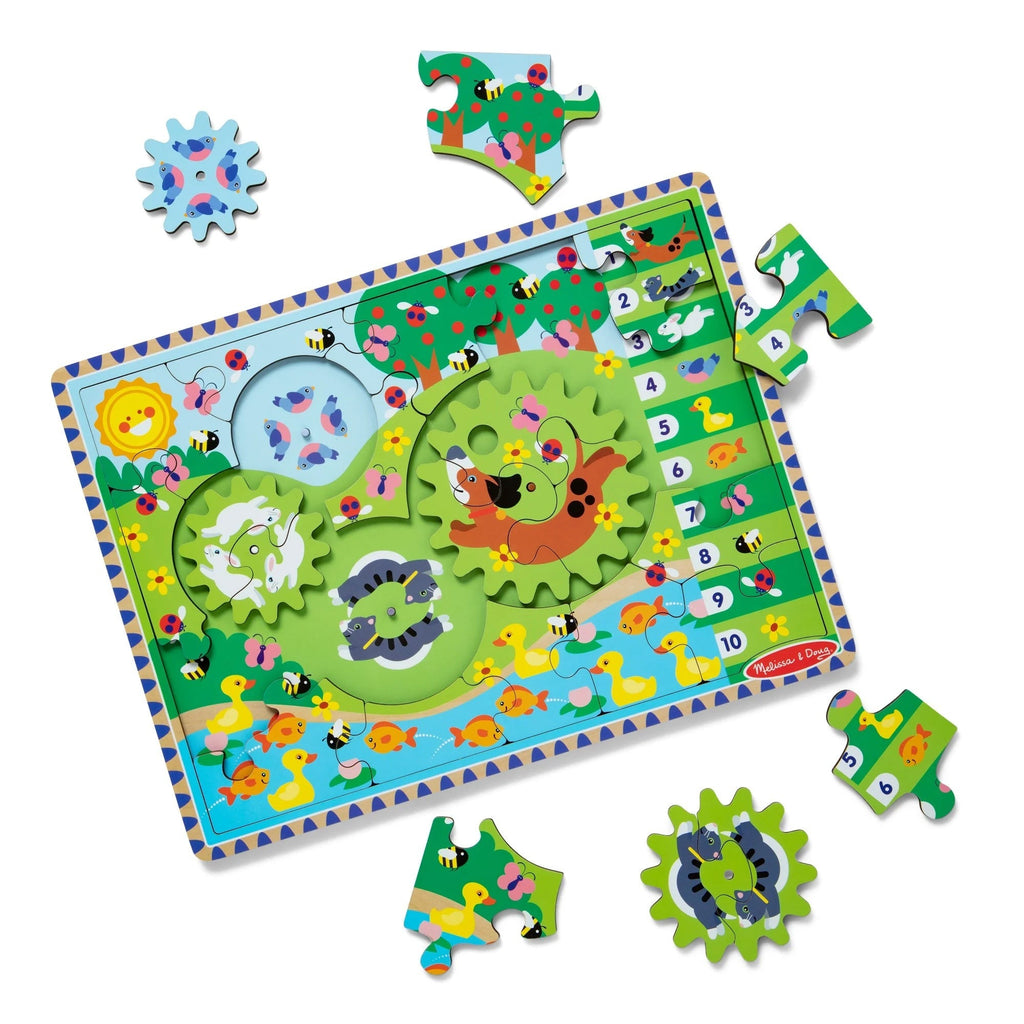 Melissa & Doug Animal Chase I-Spy Wooden Gear Puzzle - 24 pc