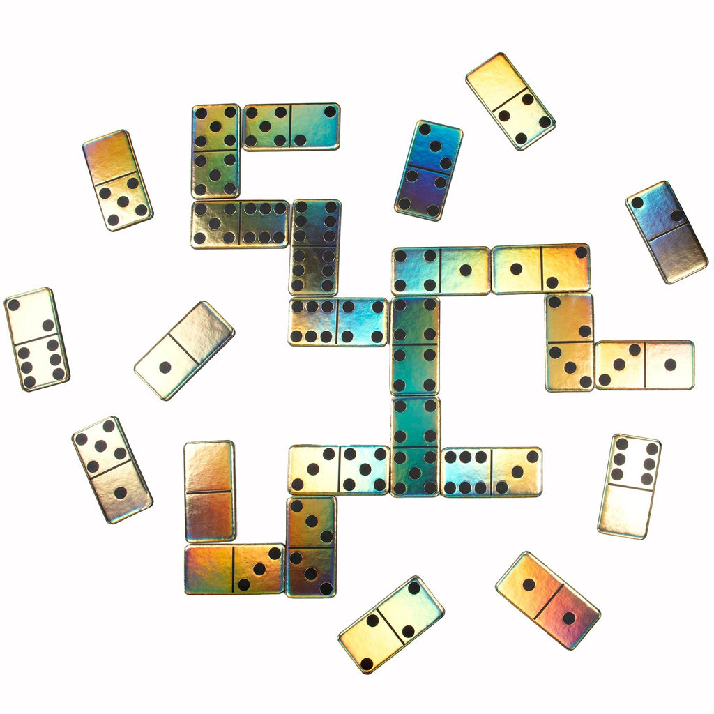 eeBoo Mini Dominoes Classic 28-Piece Golden Holographic Set