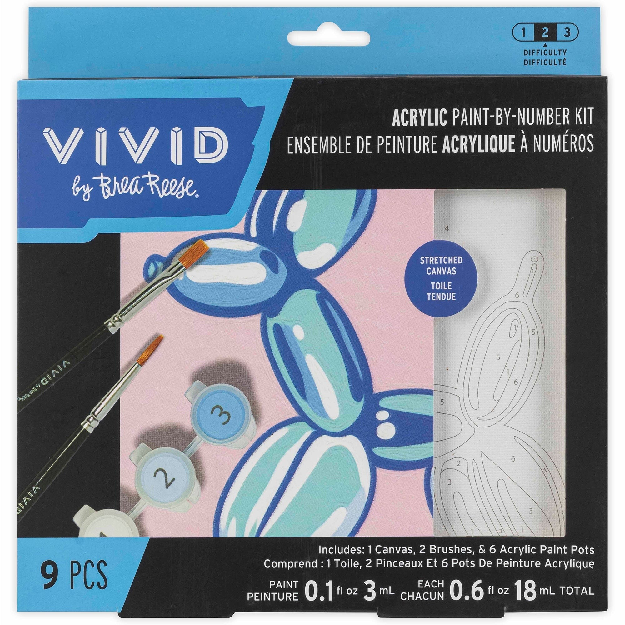 Brea Reese Mini Paint By Number Balloon Dog 6x6 Inch Canvas Kit