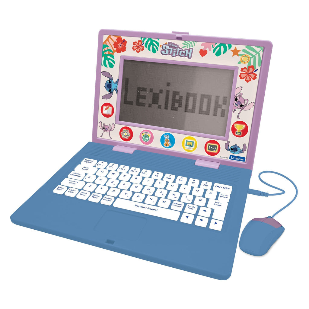 Lexibook Disney Stitch Bilingual Educational Laptop, 170 Activities, Blue
