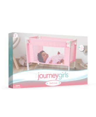 Journey Girls Pastel Pink Baby Doll Crib Playset