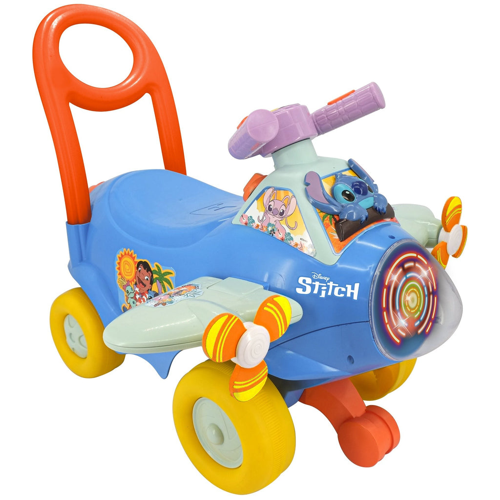 Disney Stitch Spinning Light Plane Ride-On With Sounds And Push Handle