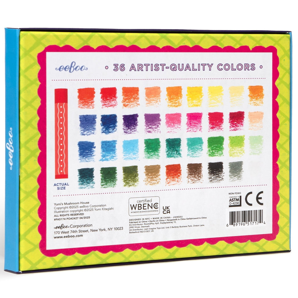 eeBoo Yumi's Mushroom House Oil Pastels Set - 36 Brilliant Colors