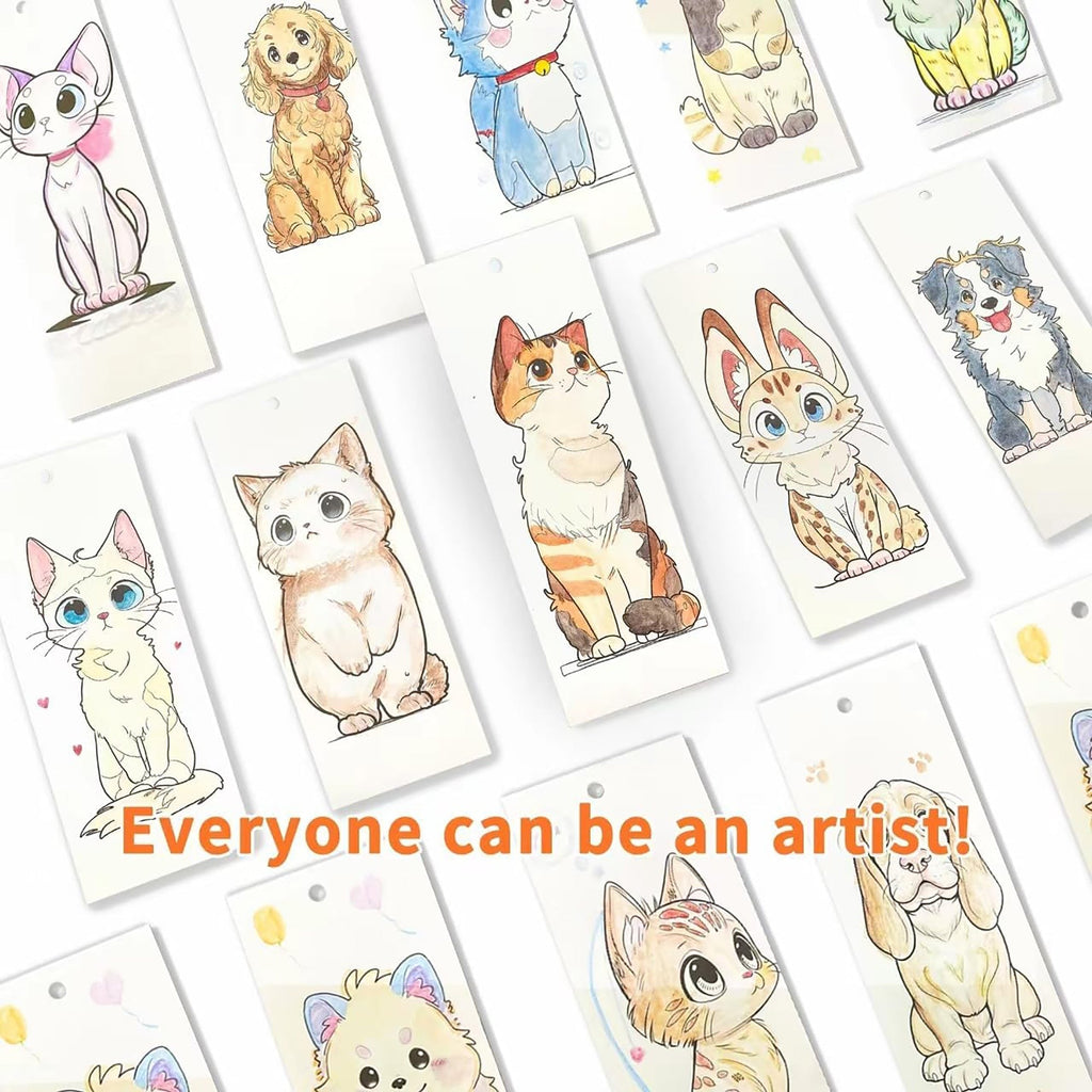 COIPlay Meow & Bark Watercolor Art Kit With 648 Paint Blocks And 52 Animal Bookmarks