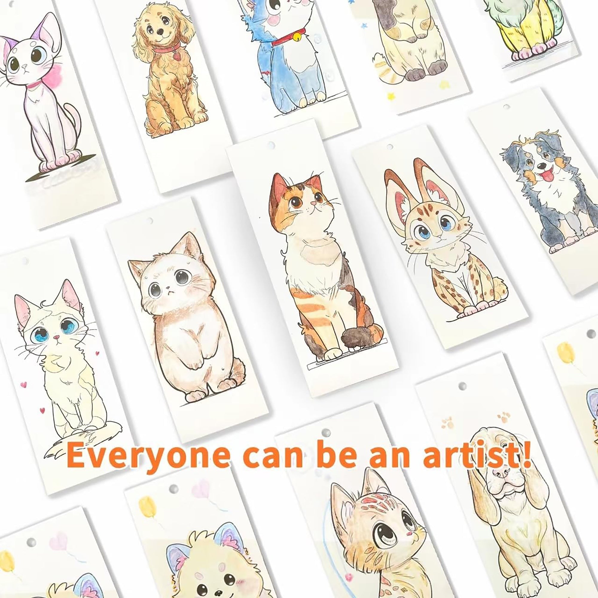 COIPlay Meow & Bark Watercolor Art Kit With 648 Paint Blocks And 52 Animal Bookmarks