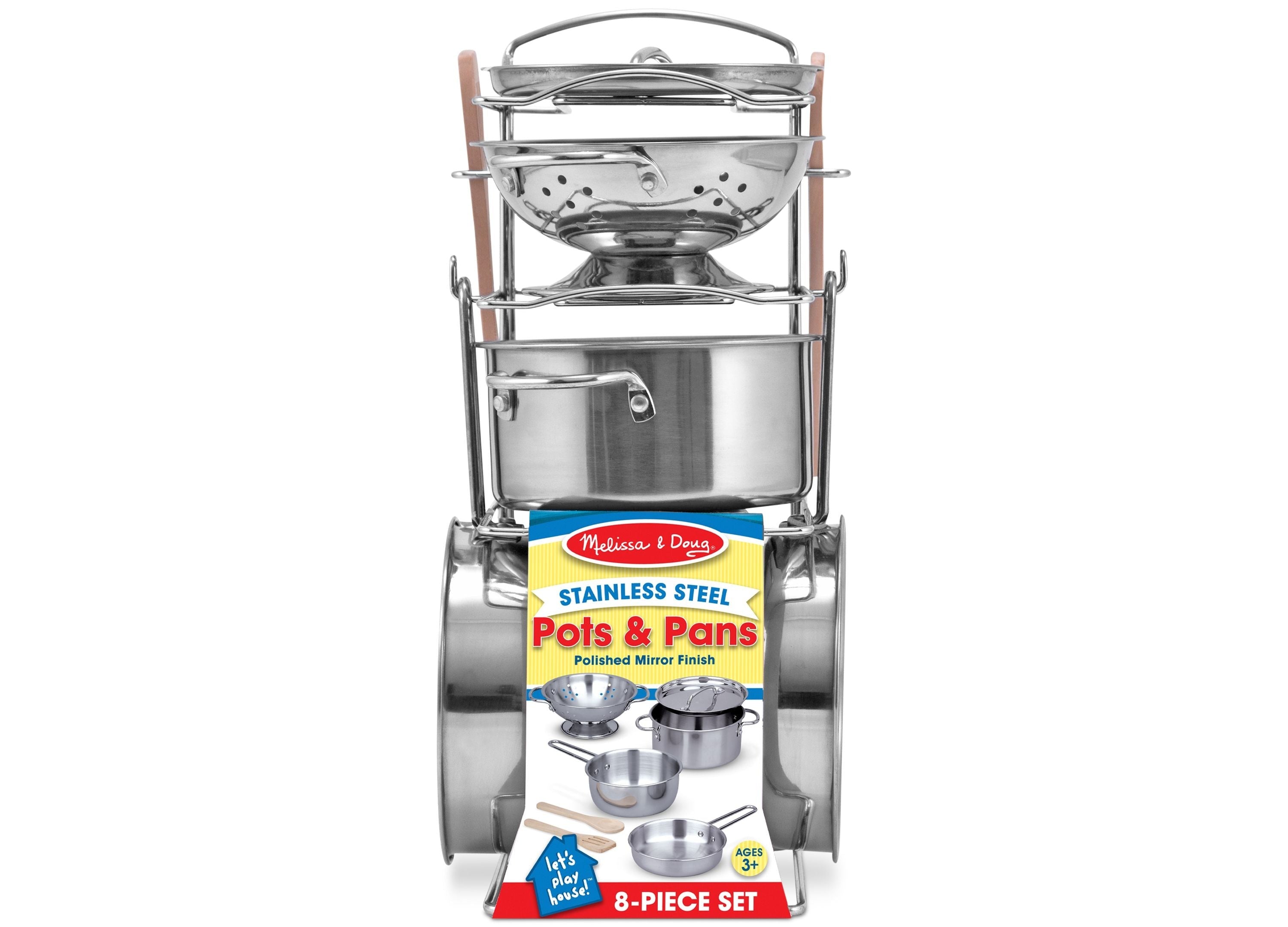 Melissa & Doug Stainless Steel Pretend Play Kitchen Set - 8 Pieces