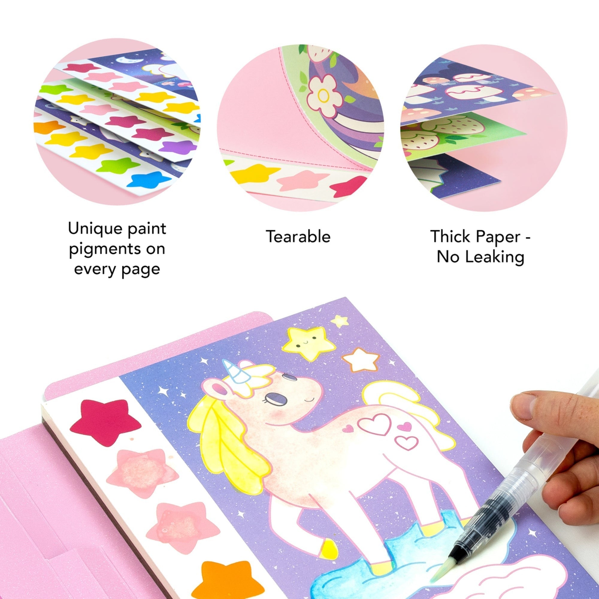 Tiger Tribe Paint-A-Picture Unicorn Skies Mess-Free Watercolor Art Set With 16 Pages