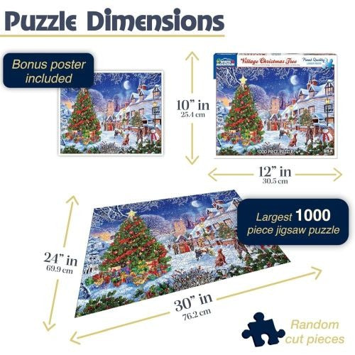 White Mountain Winter Village Christmas Tree Jigsaw Puzzle - 1000 pc