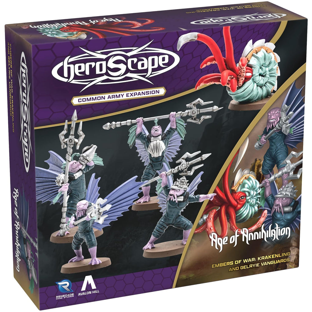 Heroscape Krakenling & Gelyrie Vanguards Army Expansion - 5 Assembled Unpainted Miniatures