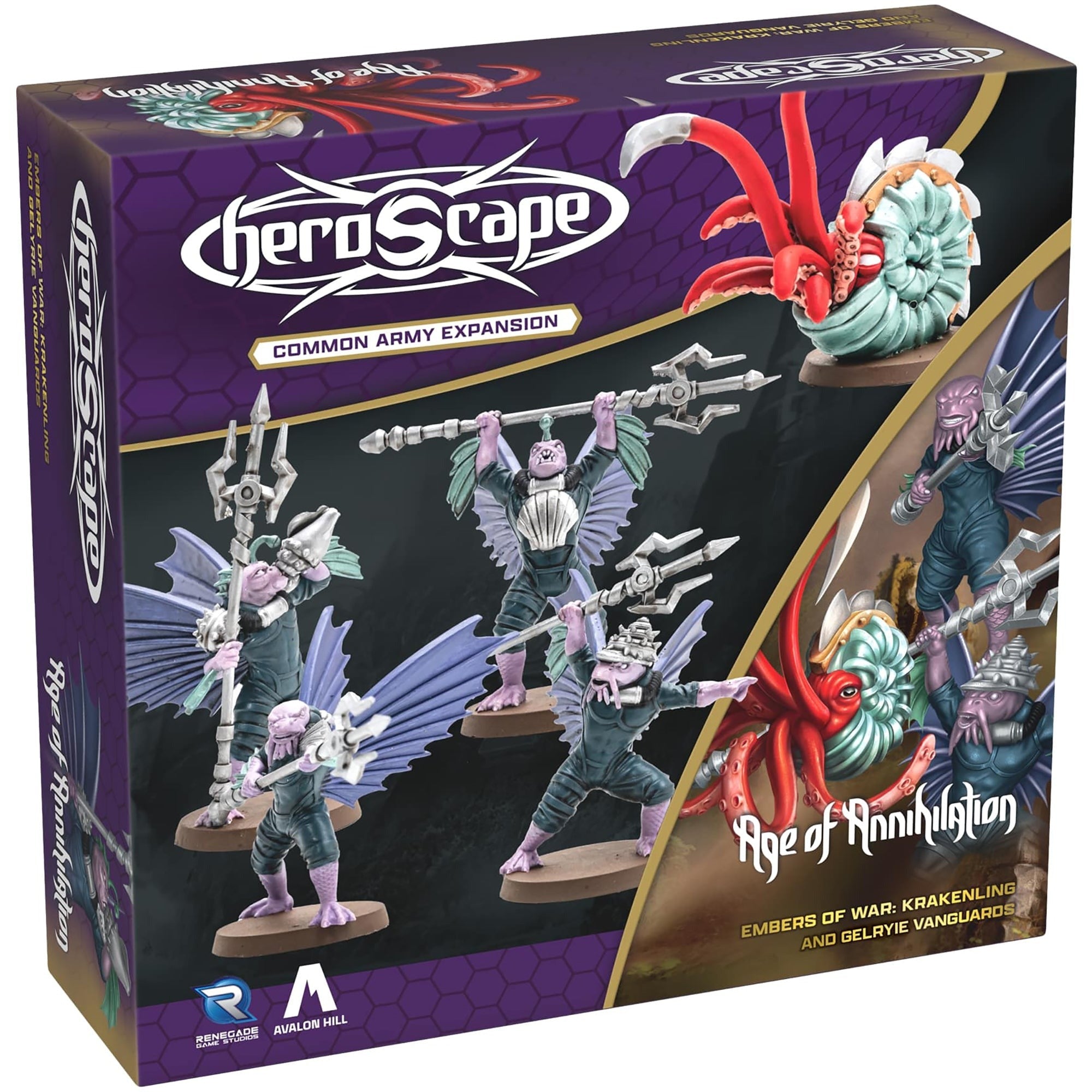 Heroscape Krakenling & Gelyrie Vanguards Army Expansion - 5 Assembled Unpainted Miniatures