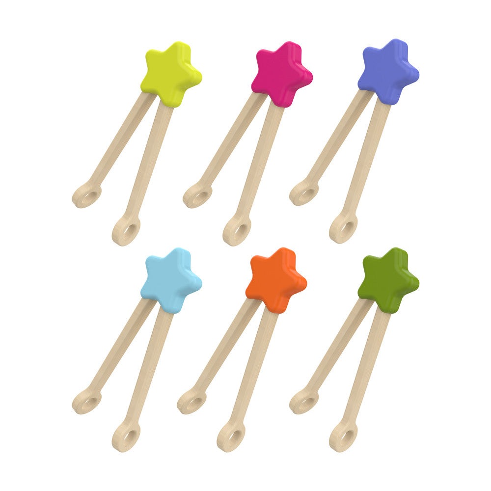 Educational Insights Colorful Wooden Tweezers - Fine Motor Skills Development Set - Pack of 6