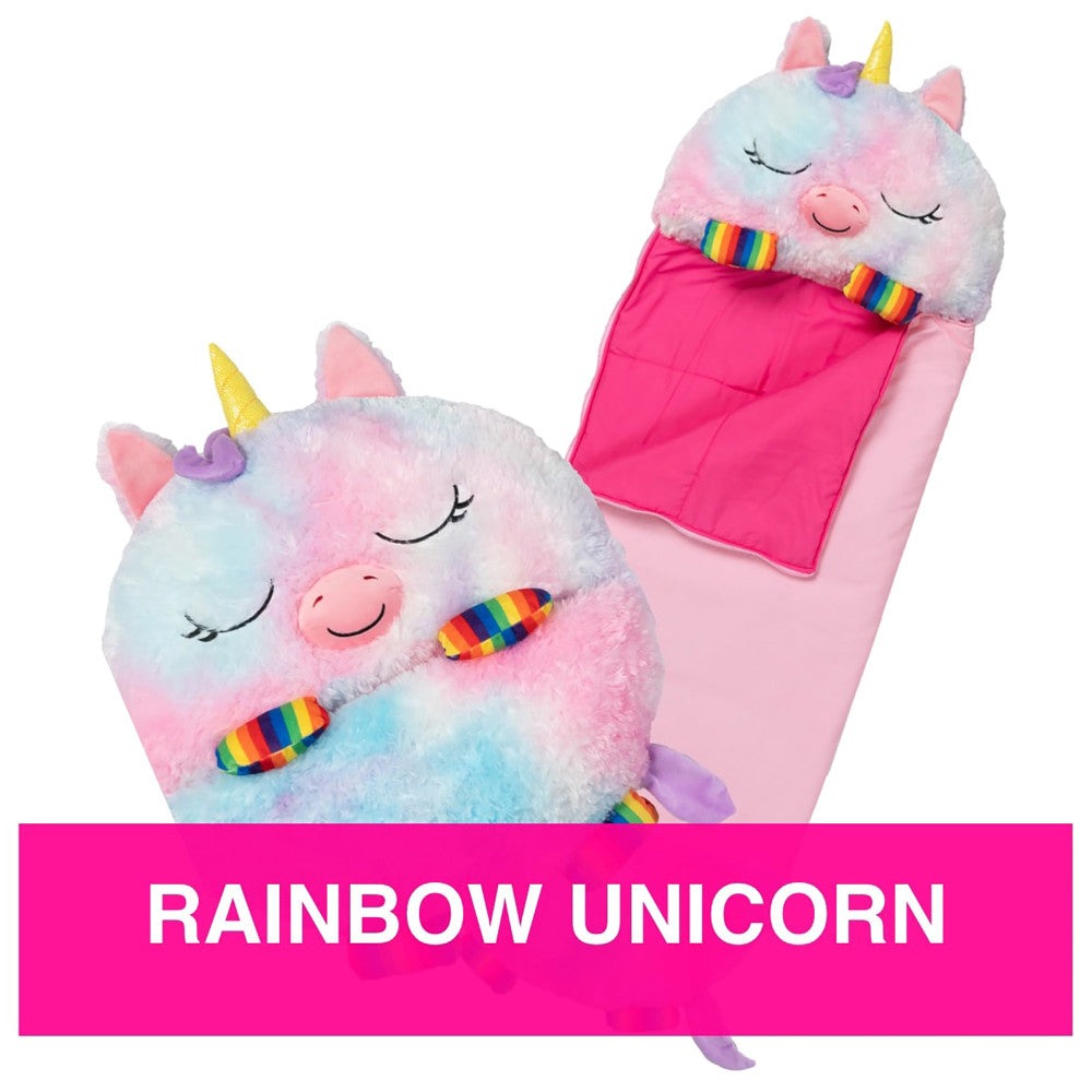 Happy Nappers Large 66 inch Rainbow Unicorn Sleepy Sack & Pillow for Kids 7+