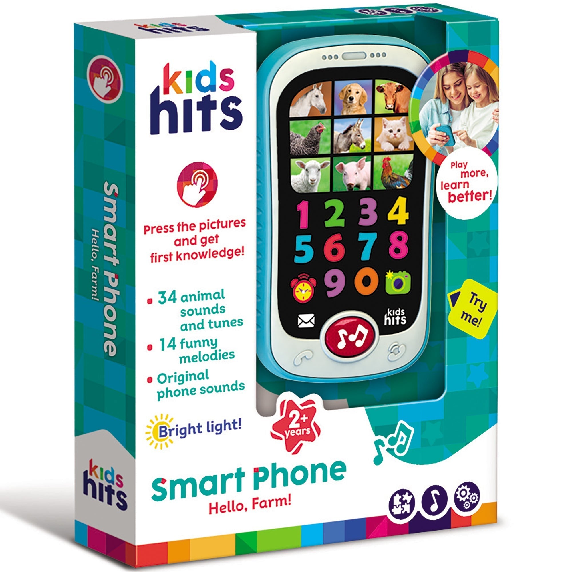 Kids Hits Smart Phone Hello Farm Interactive Educational Toy With Lights And Sounds