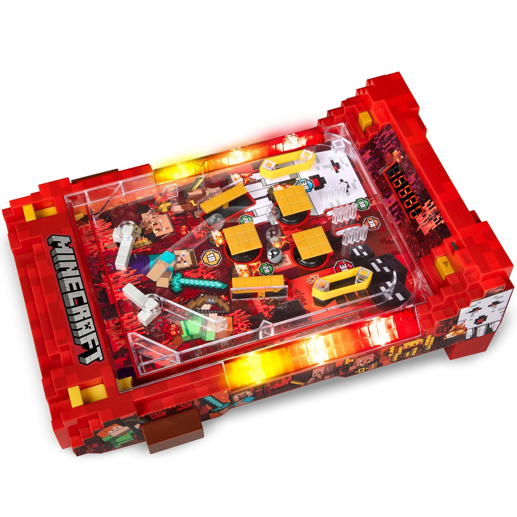 Minecraft Arcade Tabletop Pinball Machine - Nether Edition With Lights And Sounds