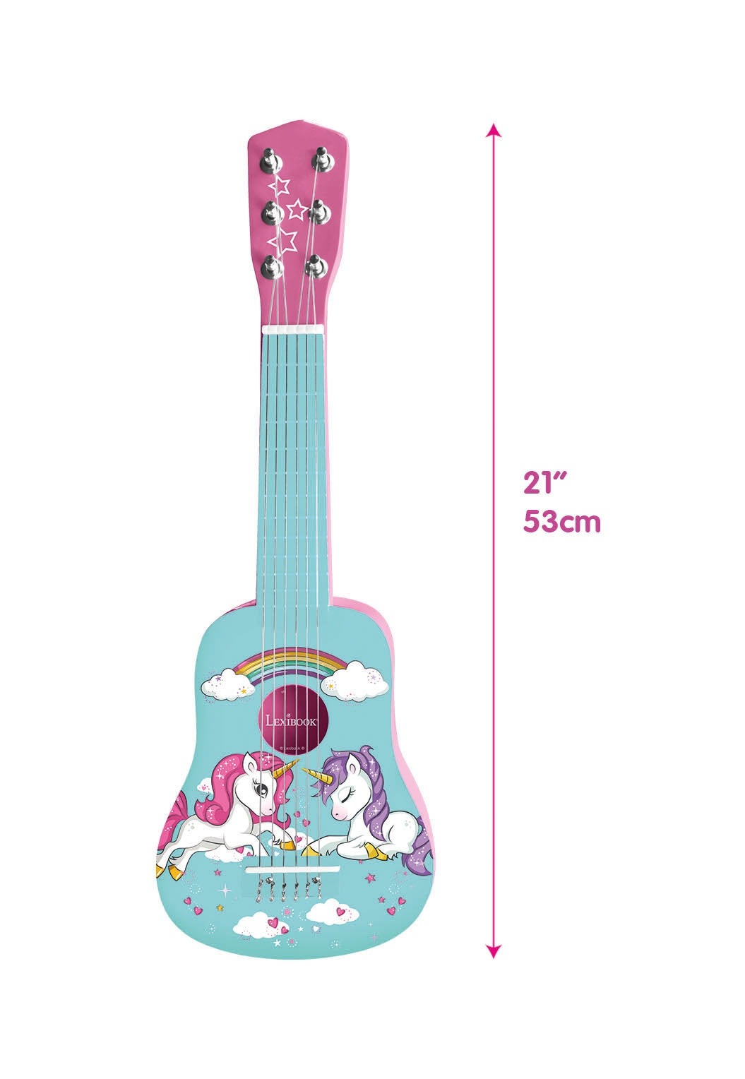 Melody Magic 21-Inch Unicorn Wooden Guitar for Kids