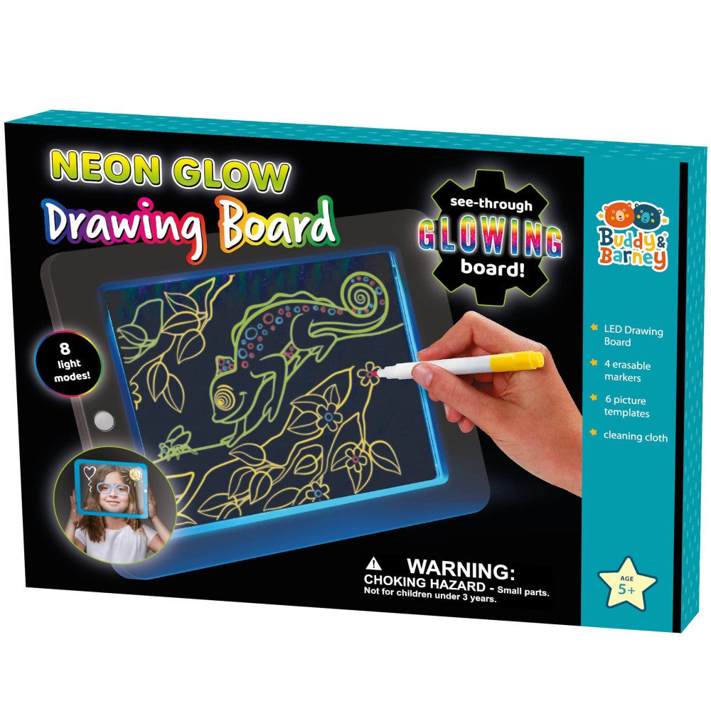 Buddy & Barney Artistic Neon Glow Drawing Board Kit