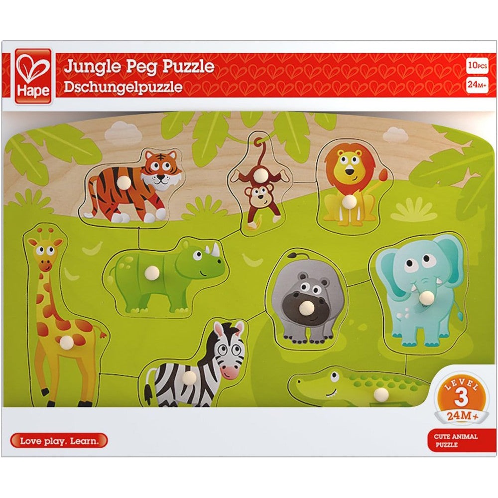 Hape Jungle Adventure 10pc Wooden Peg Puzzle
