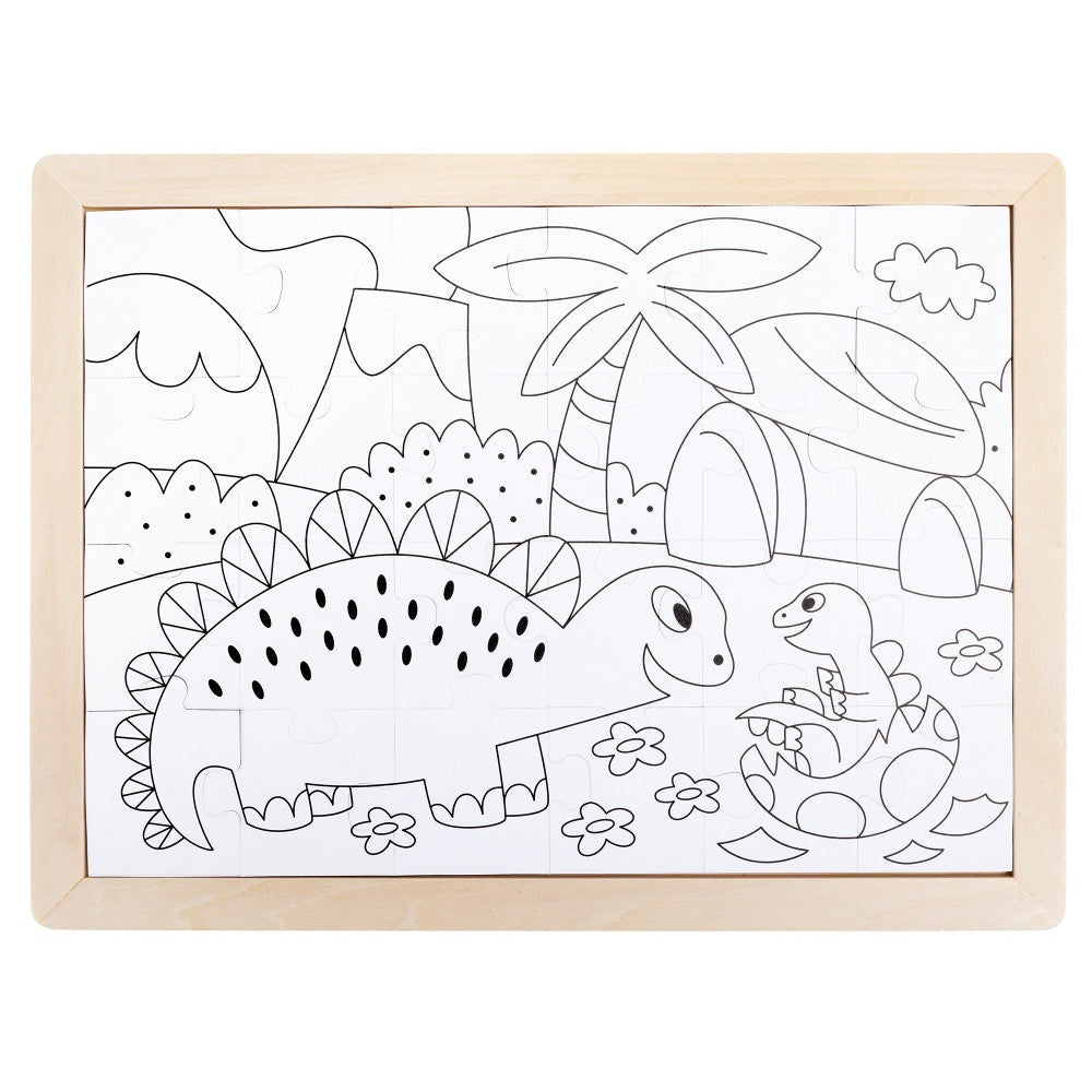 Hape Dino Double-Sided Coloring Jigsaw Puzzle - 24 pc
